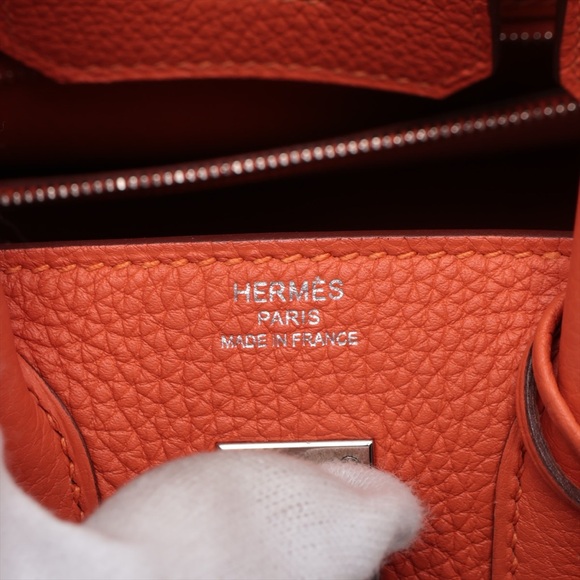 Sold out ✅ Hermes Birkin 25 Togo Orange Poppy Silver Metal - Picture 10 of 12